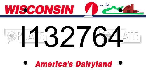 I132764 Wisconsin License Plate