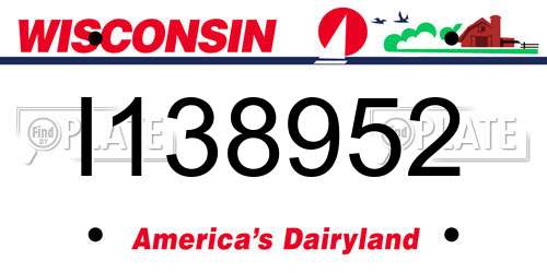 I138952 Wisconsin License Plate