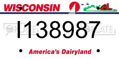I138987 Wisconsin License Plate