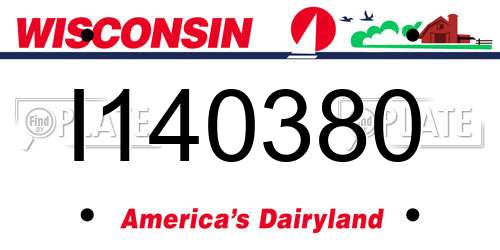 I140380 Wisconsin License Plate
