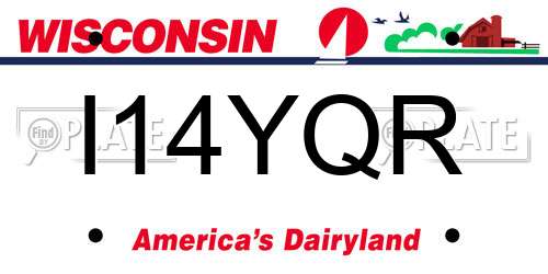 I14YQR Wisconsin License Plate