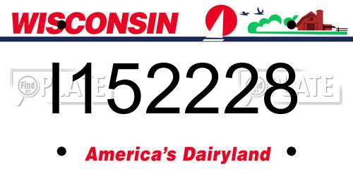 I152228 Wisconsin License Plate