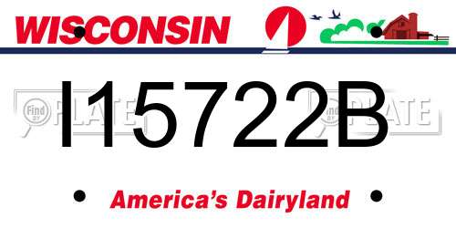 I15722B Wisconsin License Plate