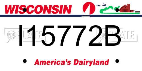 I15772B Wisconsin License Plate