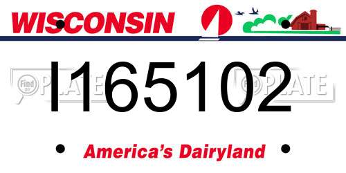 I165102 Wisconsin License Plate