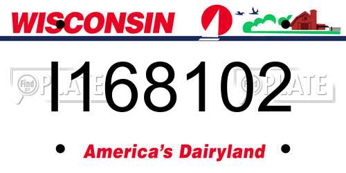 I168102 Wisconsin License Plate