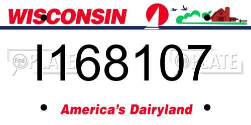 I168107 Wisconsin License Plate