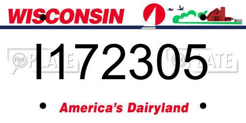 I172305 Wisconsin License Plate