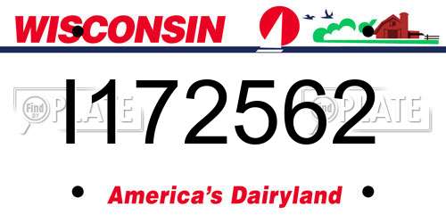 I172562 Wisconsin License Plate