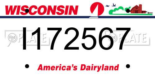 I172567 Wisconsin License Plate