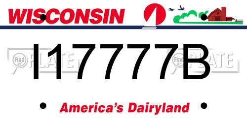 I17777B Wisconsin License Plate