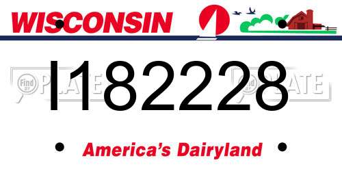 I182228 Wisconsin License Plate