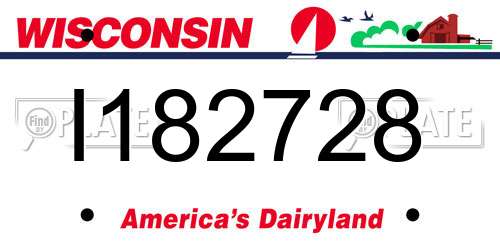 I182728 Wisconsin License Plate