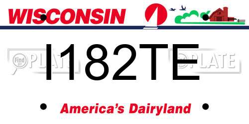 I182TE Wisconsin License Plate