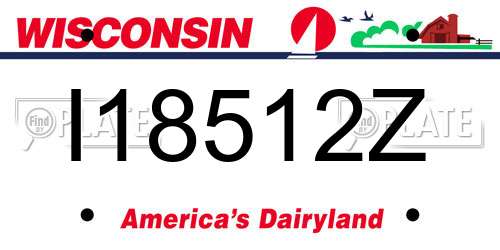 I18512Z Wisconsin License Plate