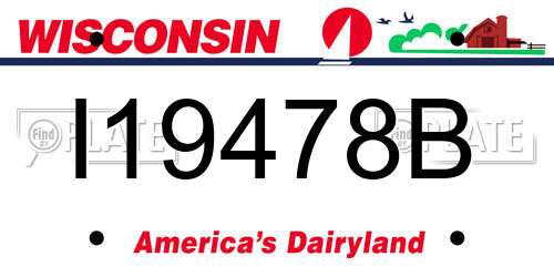 I19478B Wisconsin License Plate