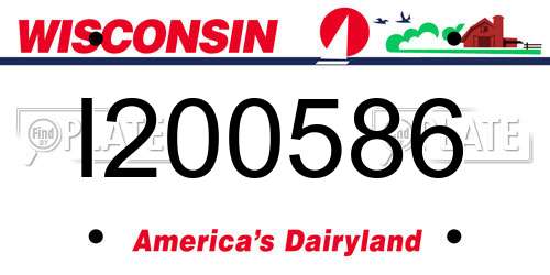 I200586 Wisconsin License Plate