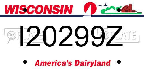 I20299Z Wisconsin License Plate