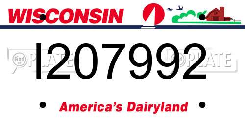 I207992 Wisconsin License Plate