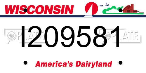 I209581 Wisconsin License Plate
