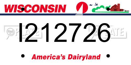 I212726 Wisconsin License Plate