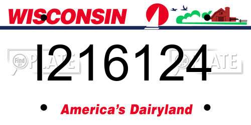 I216124 Wisconsin License Plate
