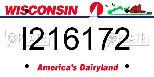 I216172 Wisconsin License Plate