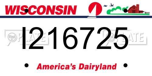 I216725 Wisconsin License Plate