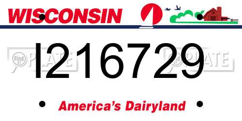 I216729 Wisconsin License Plate