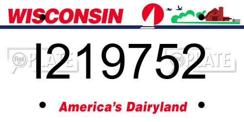 I219752 Wisconsin License Plate
