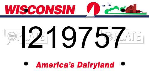 I219757 Wisconsin License Plate