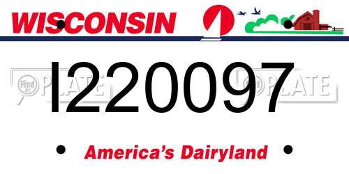I220097 Wisconsin License Plate
