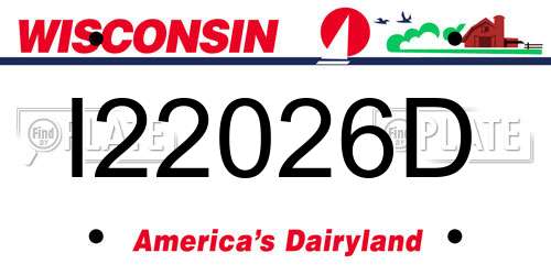 I22026D Wisconsin License Plate