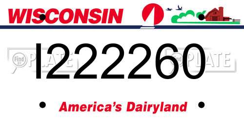 I222260 Wisconsin License Plate
