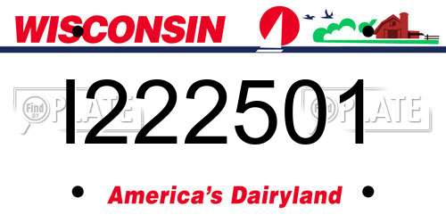 I222501 Wisconsin License Plate
