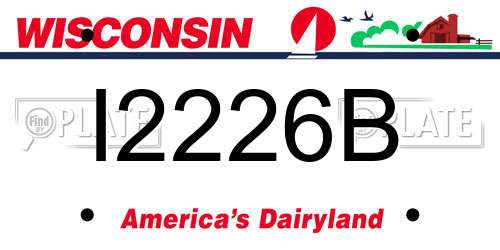 I2226B Wisconsin License Plate