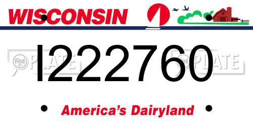 I222760 Wisconsin License Plate