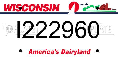 I222960 Wisconsin License Plate