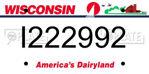 I222992 Wisconsin License Plate