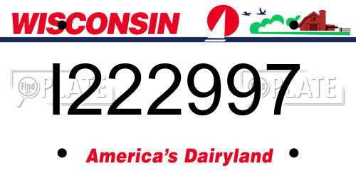 I222997 Wisconsin License Plate