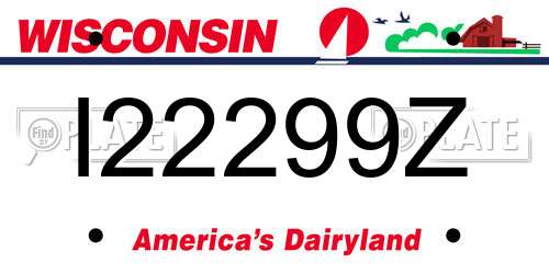 I22299Z Wisconsin License Plate