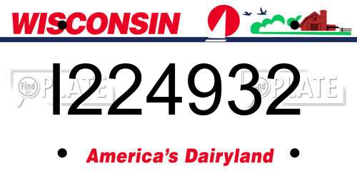 I224932 Wisconsin License Plate