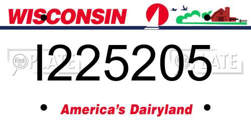I225205 Wisconsin License Plate