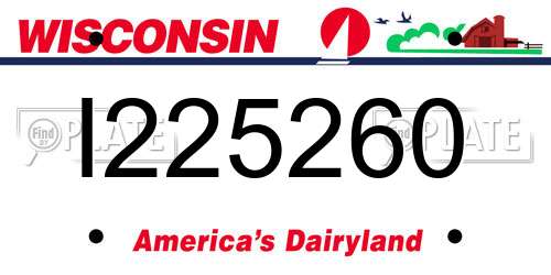 I225260 Wisconsin License Plate