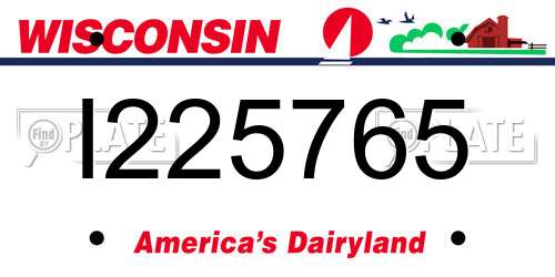 I225765 Wisconsin License Plate