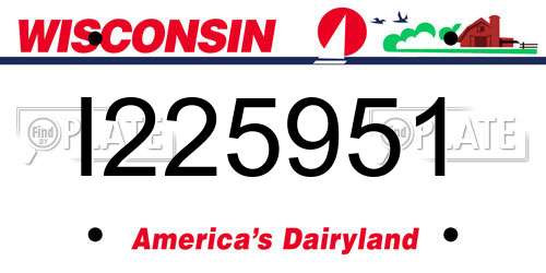 I225951 Wisconsin License Plate