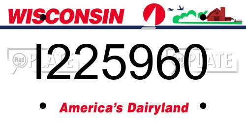 I225960 Wisconsin License Plate