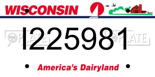 I225981 Wisconsin License Plate