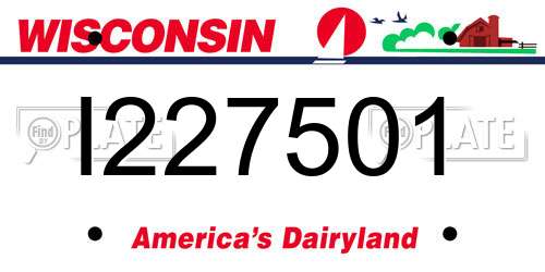 I227501 Wisconsin License Plate