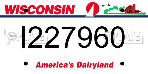 I227960 Wisconsin License Plate